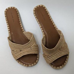 Gianni Bini Brown Woven Rattan Slide Sandals 8
